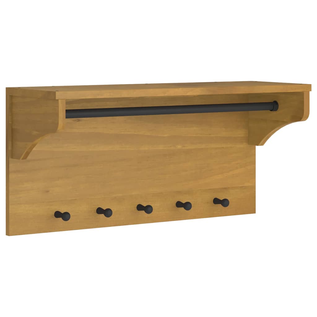 Appendiabiti da Parete SANDNES 87x30x42 cm in Legno di Pino