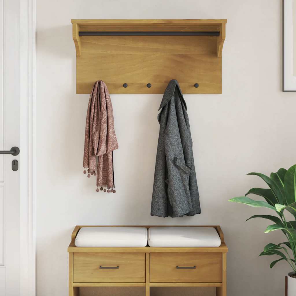 Appendiabiti da Parete SANDNES 87x30x42 cm in Legno di Pino