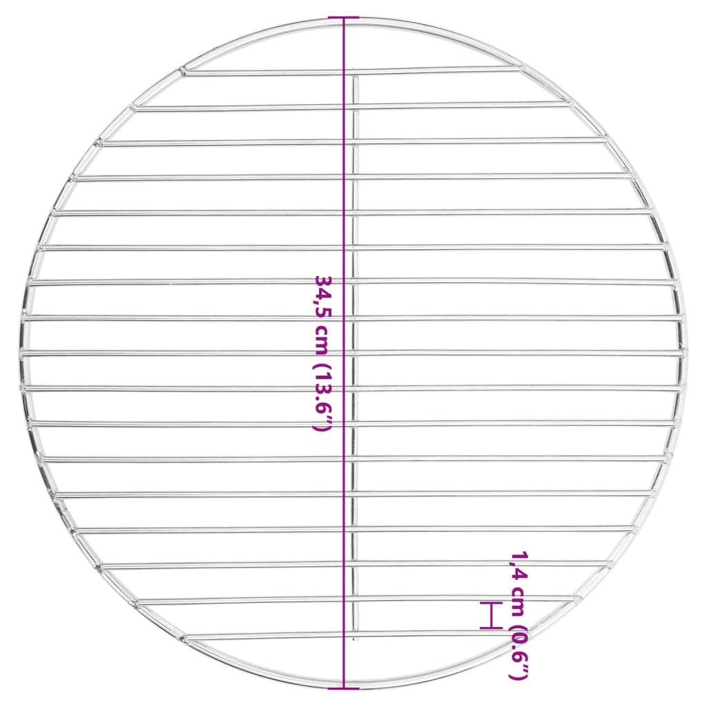 Griglia per Barbecue Rotonda Ø34,5 cm Acciaio Inossidabile 304