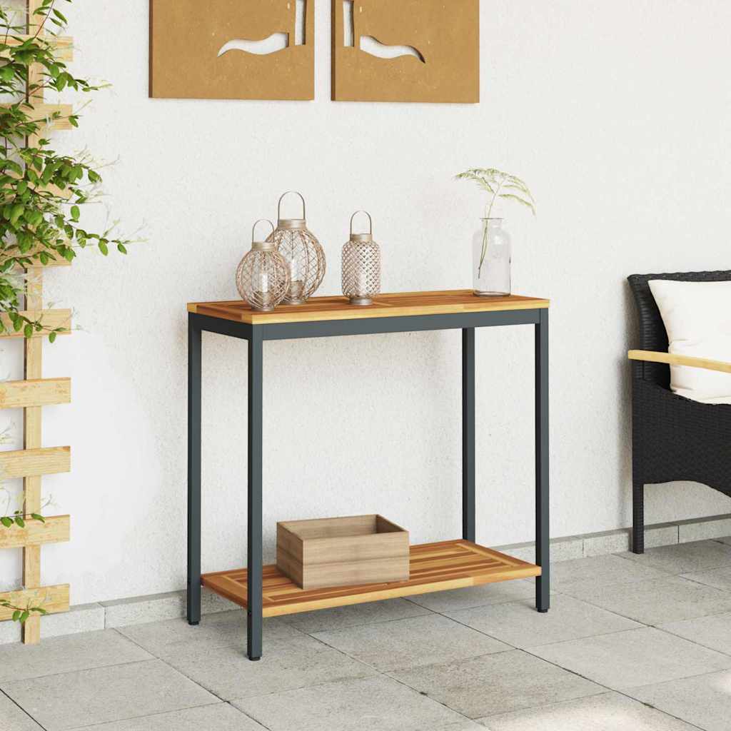 Tavolo da Esterno Naturale e Nero 80 x 35 x 75 cm