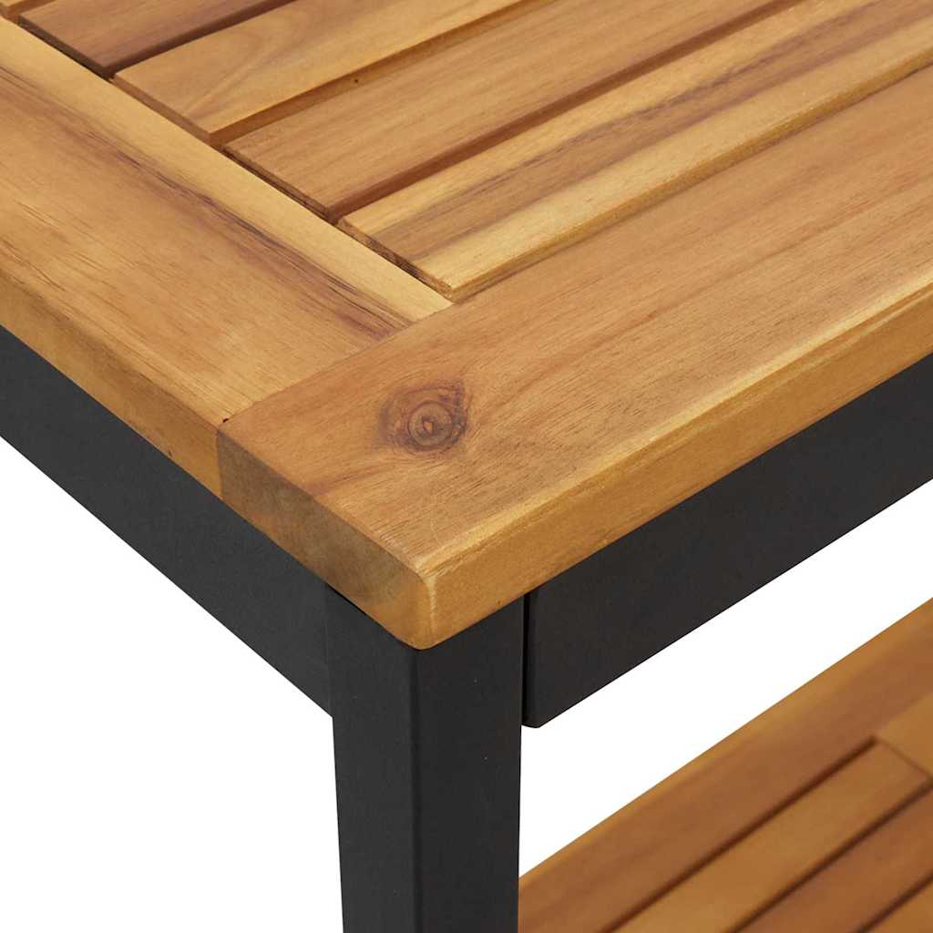 Tavolo da Esterno Naturale e Nero 80 x 35 x 75 cm