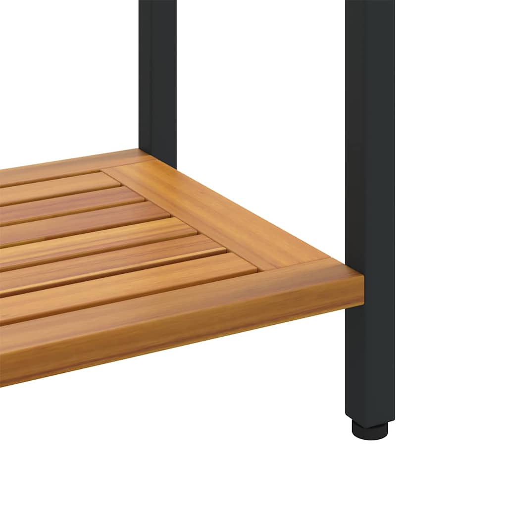 Tavolo da Esterno Naturale e Nero 80 x 35 x 75 cm