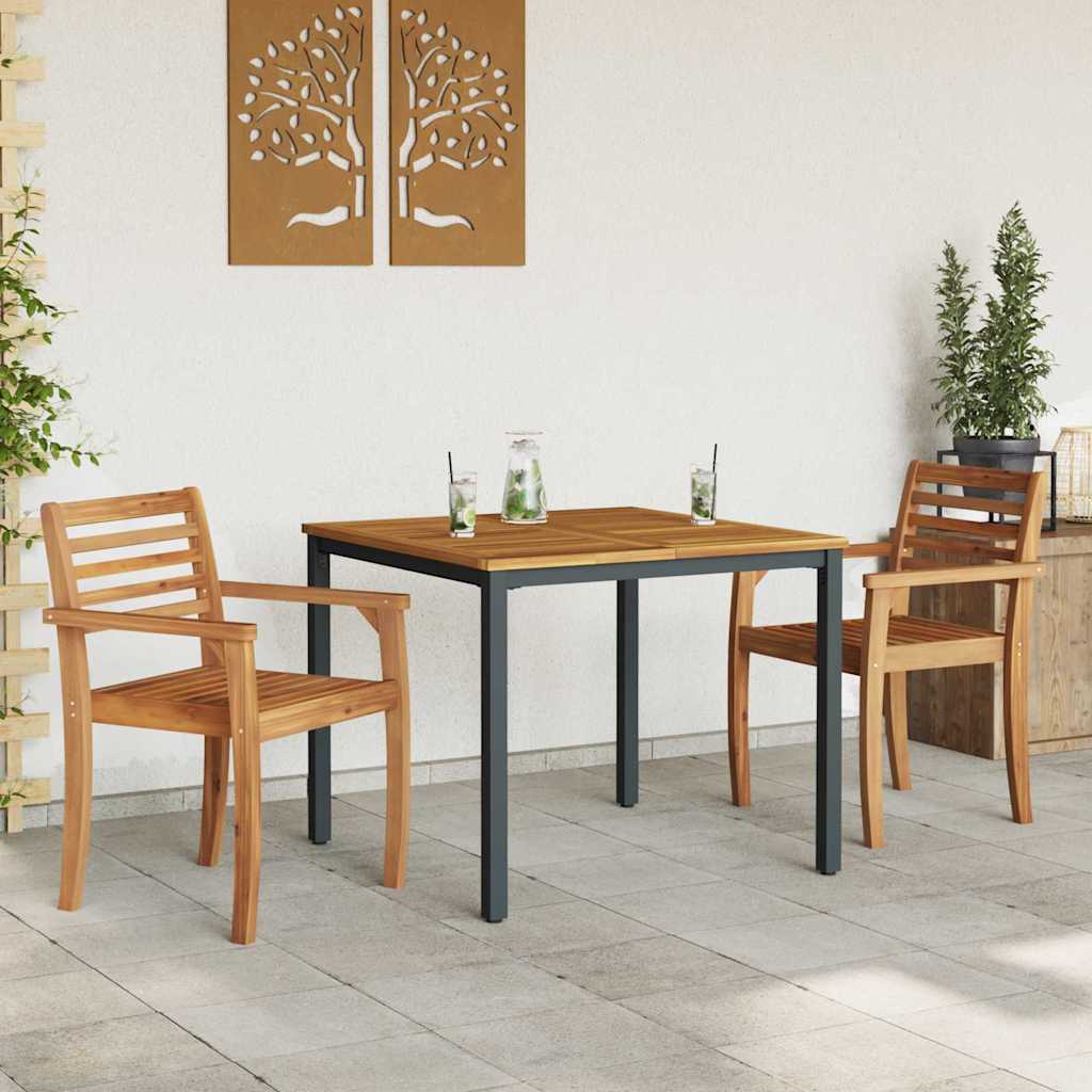Tavolo da Esterno Naturale e Nero 90 x 90 x 75 cm