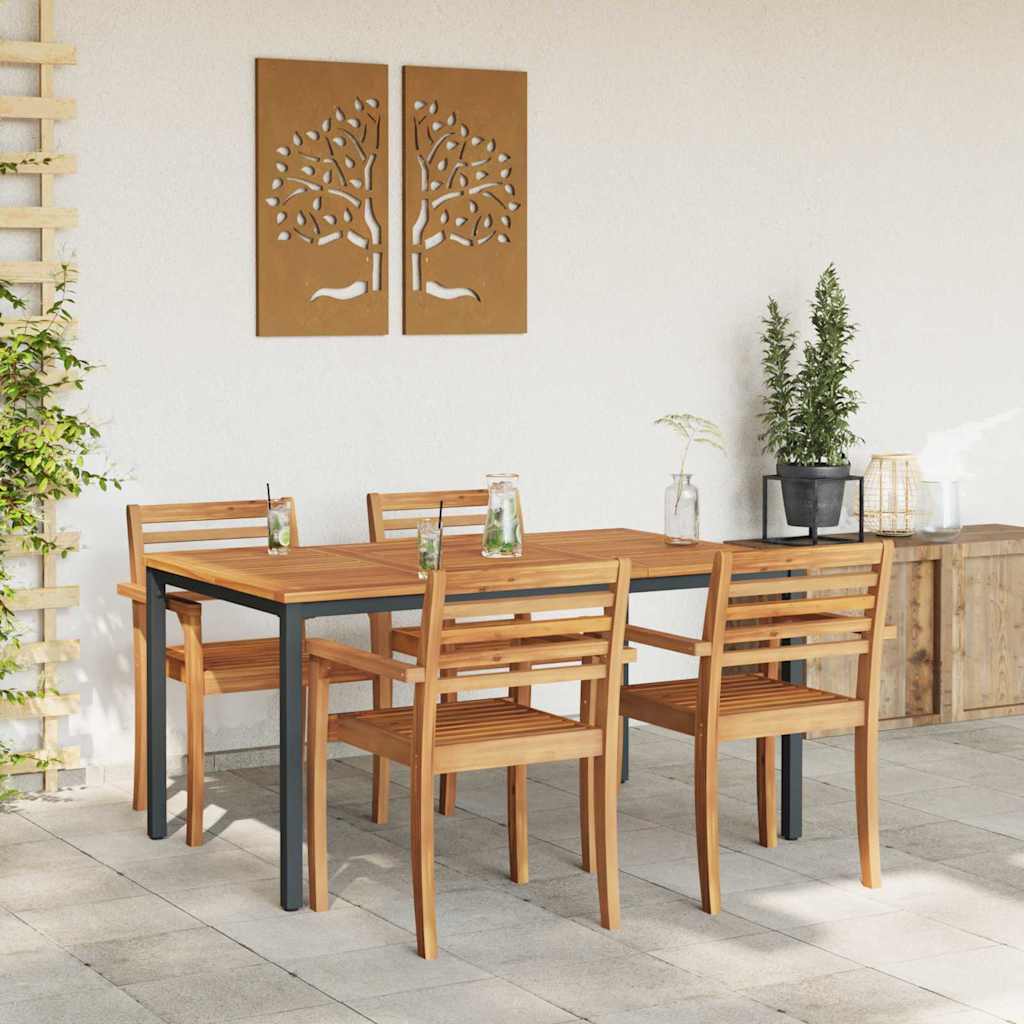 Tavolo da Esterno Naturale e Nero 150 x 90 x 75 cm