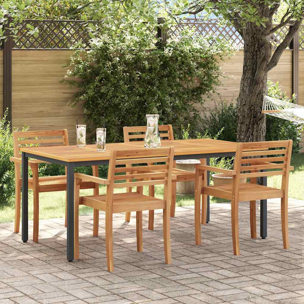 Tavolo da Esterno Naturale e Nero 180 x 90 x 75 cm
