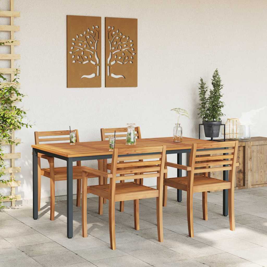 Tavolo da Esterno Naturale e Nero 180 x 90 x 75 cm