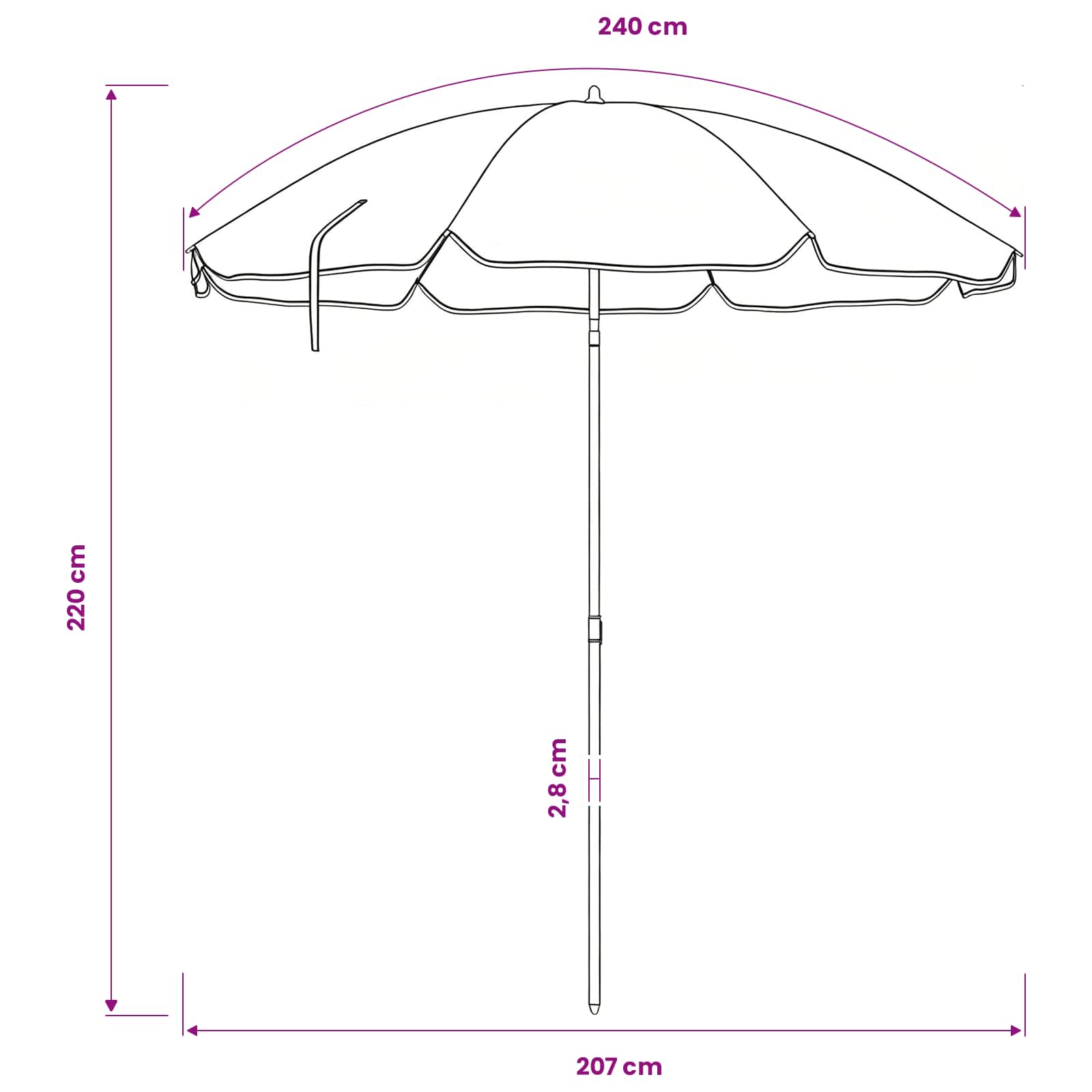 Ombrello da giardino 240 cm Poliestere 170T Mimetico