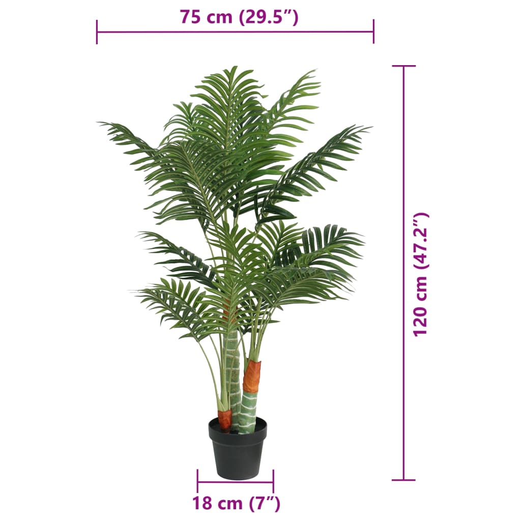 Palma Artificiale con 3 Tronchi Verde 120 cm in PP