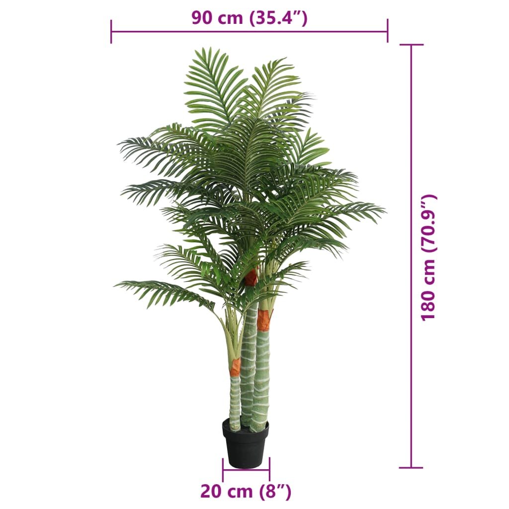 Palma Artificiale con 3 Tronchi Verde 180 cm in PP
