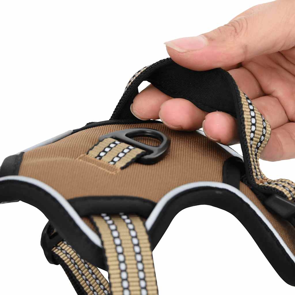 Pettorina Cani con Strisce Riflettenti Regolabile Marrone XL