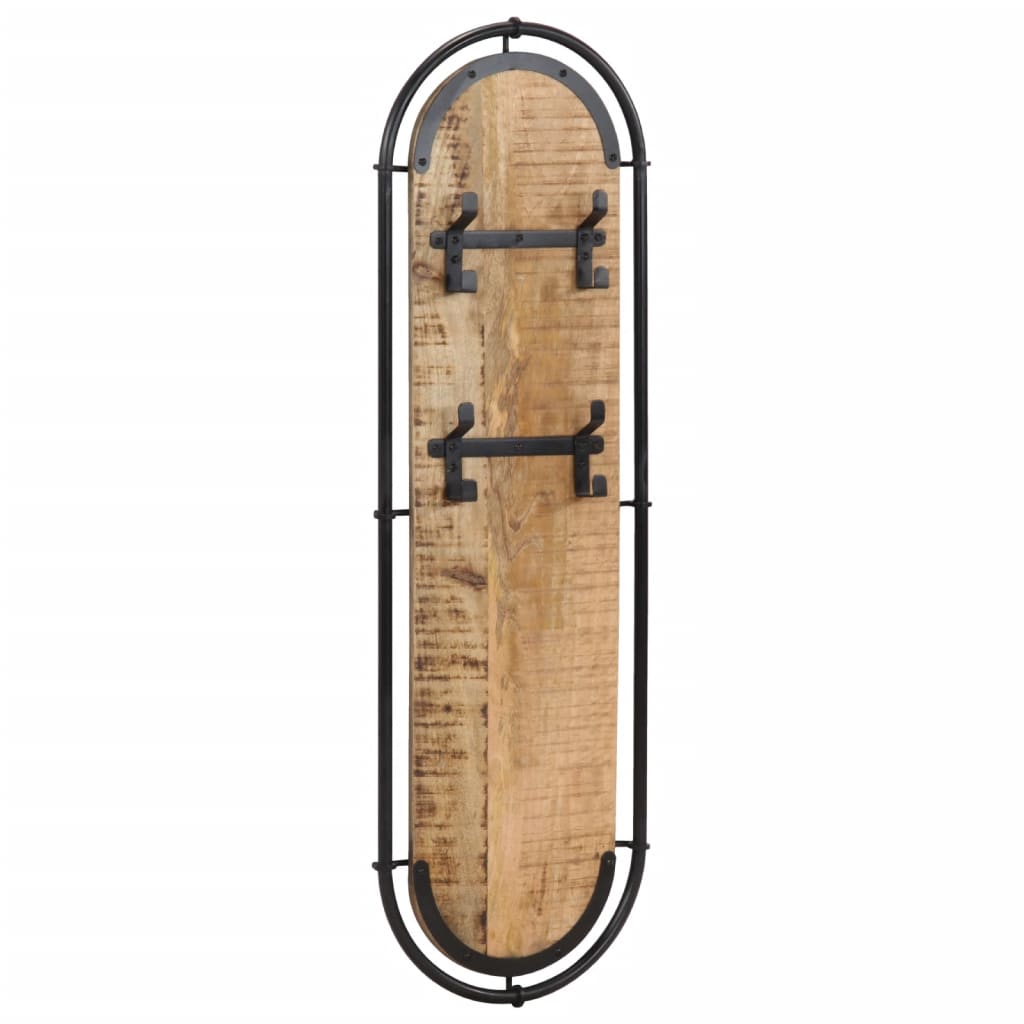 Appendiabiti da Parete con 4 Ganci 2pz Legno Massello di Mango