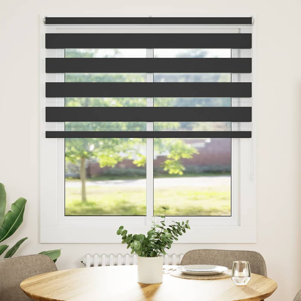 Tenda a Rullo Zebra Nero Larghezza Tessuto 120,9 cm Poliestere
