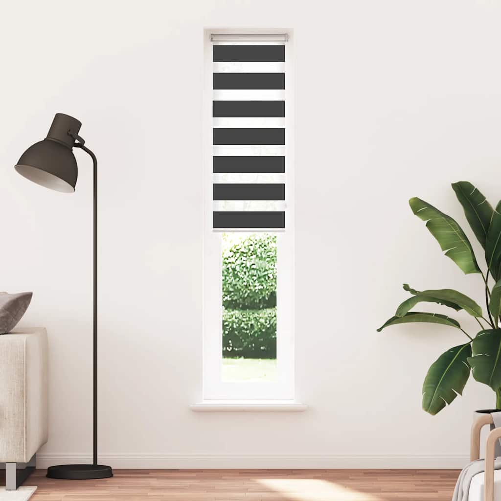 Tenda a Rullo Zebra Nero Larghezza Tessuto 40,9 cm Poliestere