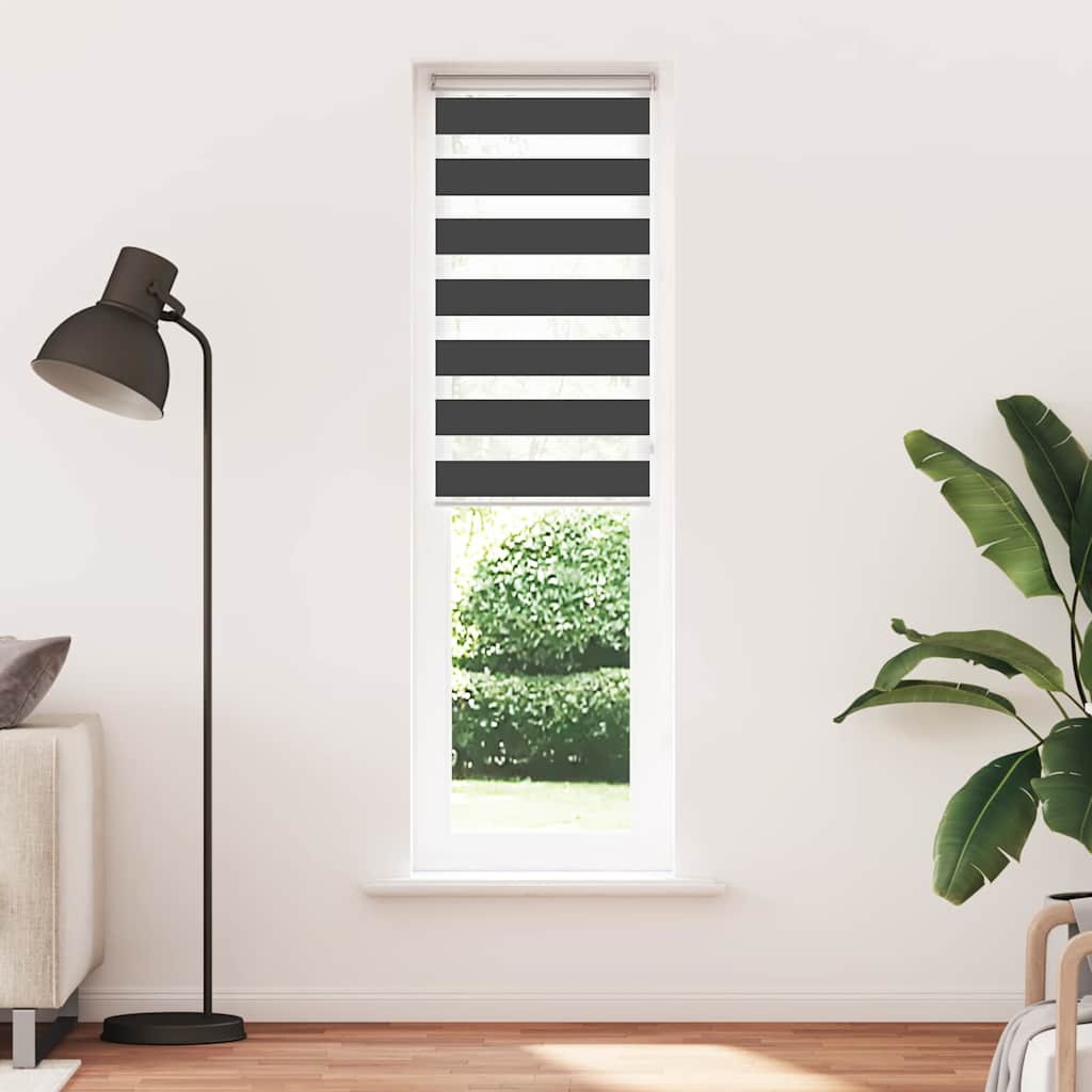 Tenda a Rullo Zebra Nero Larghezza Tessuto 55,9 cm Poliestere