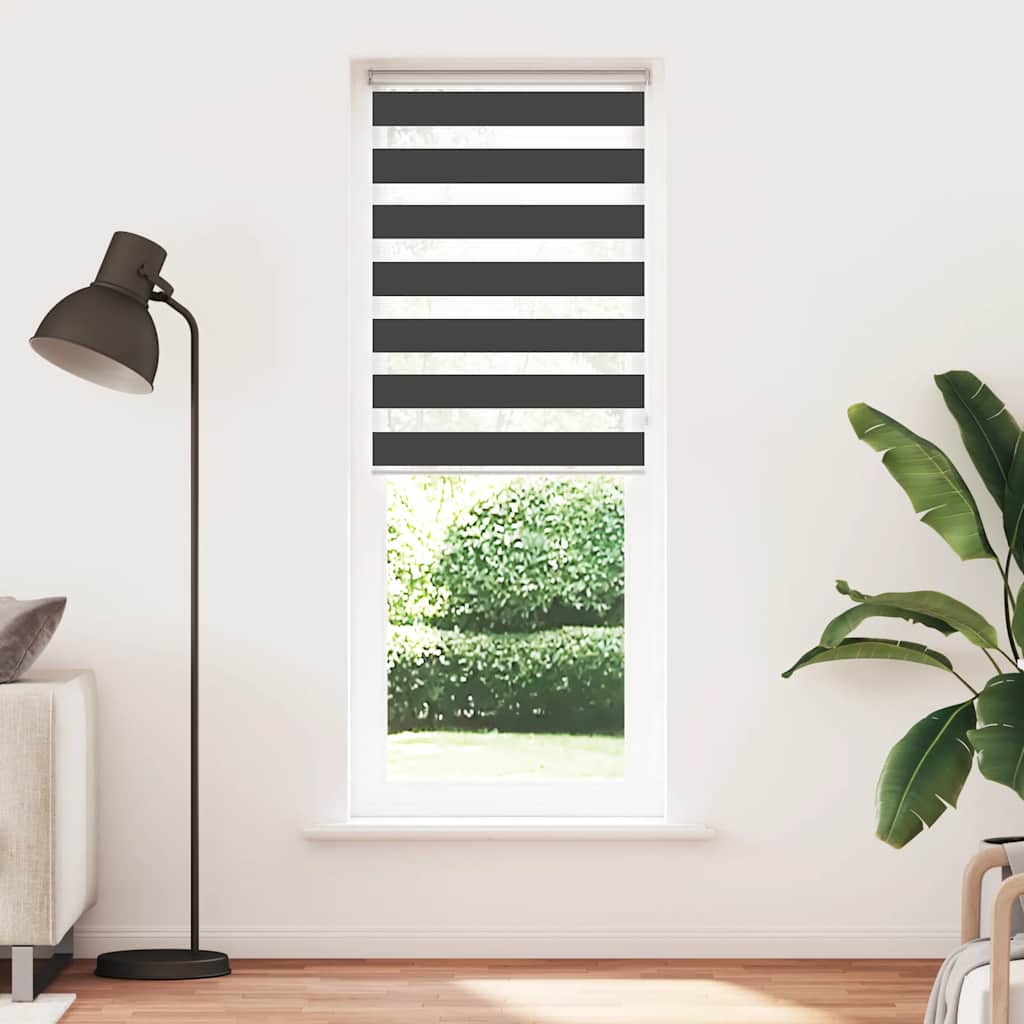Tenda a Rullo Zebra Nero Larghezza Tessuto 85,9 cm Poliestere