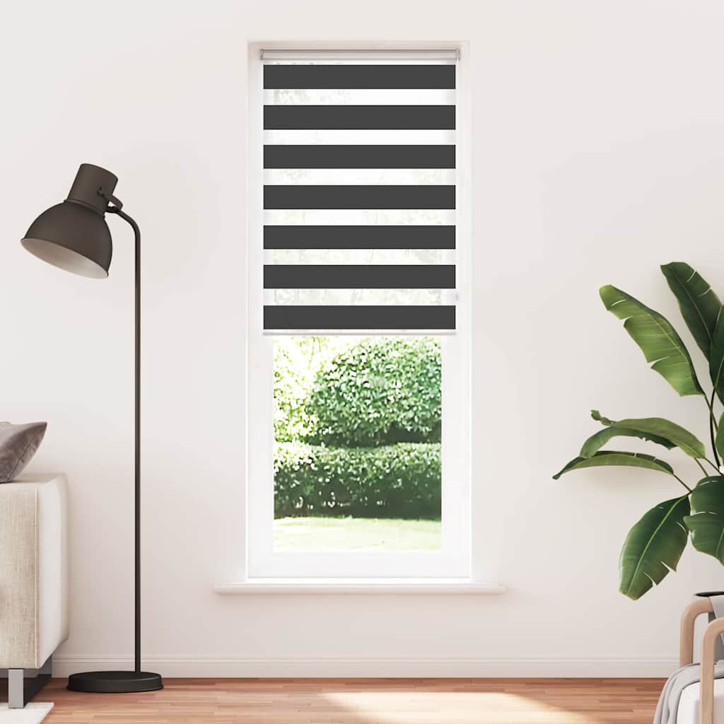Tenda a Rullo Zebra Nero Larghezza Tessuto 80,9 cm Poliestere