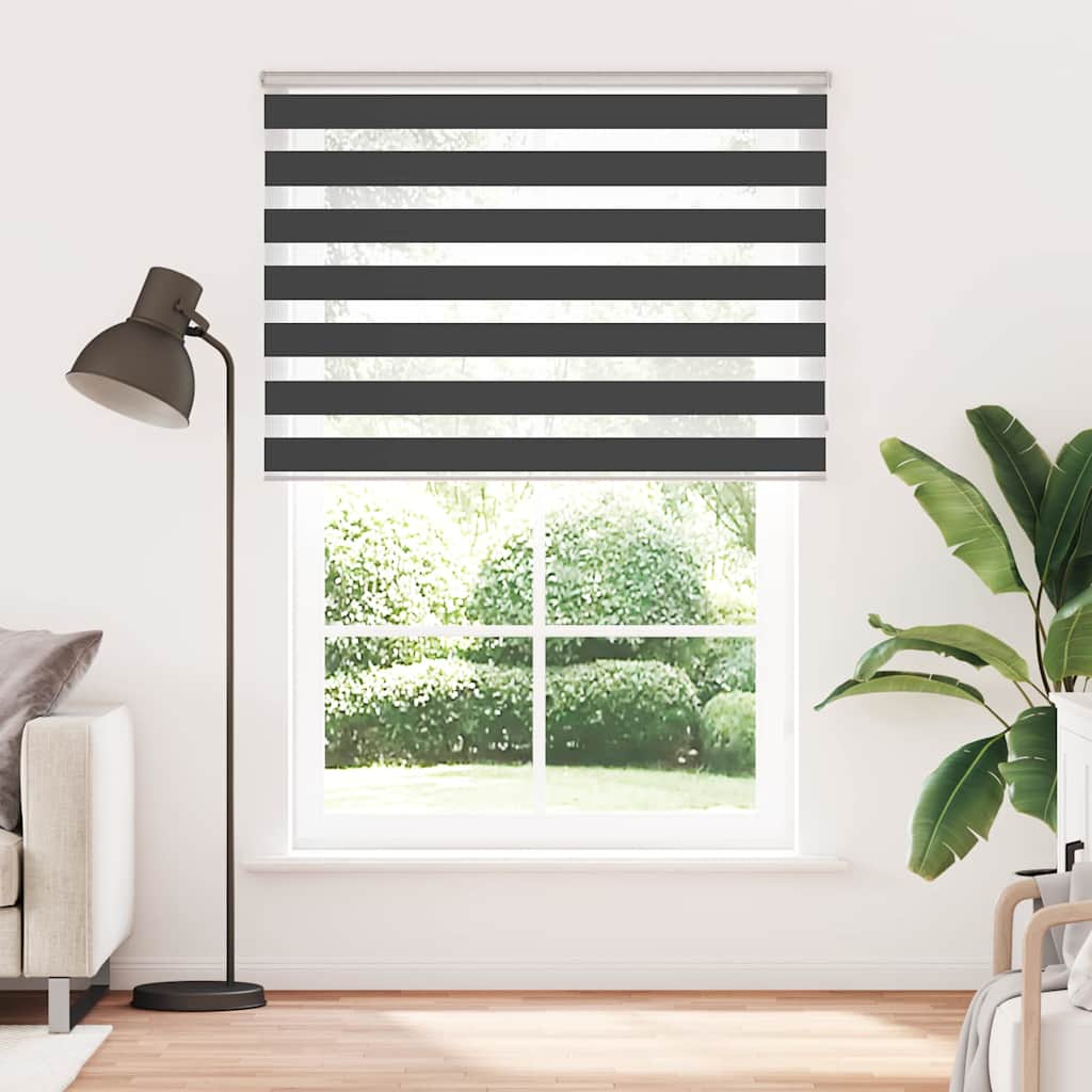 Tenda a Rullo Zebra Nero Larghezza Tessuto 155,9 cm Poliestere