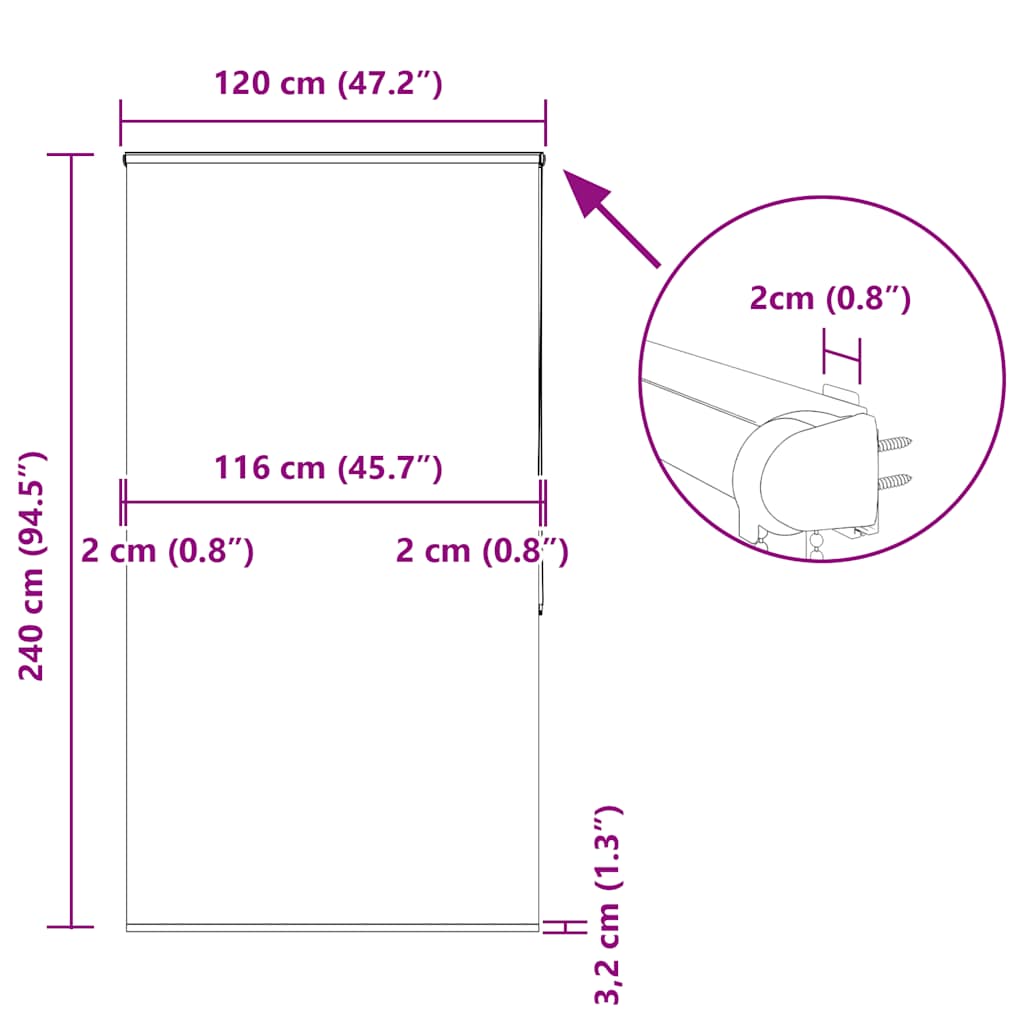 Tenda a Rullo Doccia con Cassonetto 120x240cm Larghezza Tessuto
