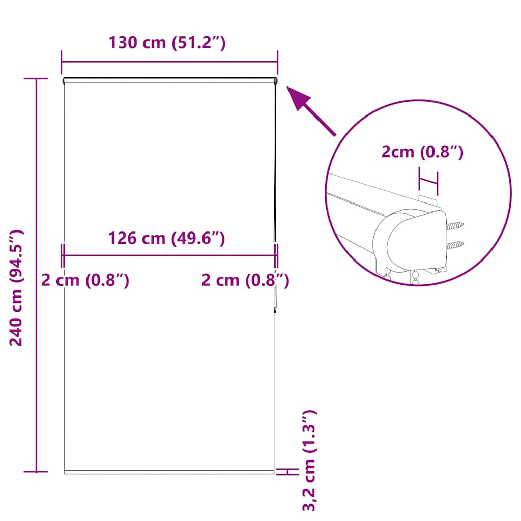 Tenda a Rullo Doccia con Cassonetto 130x240cm Larghezza Tessuto
