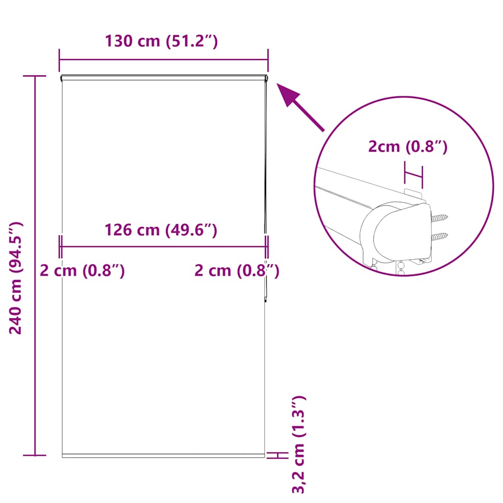 Tenda a Rullo Doccia con Cassonetto 130x240cm Larghezza Tessuto
