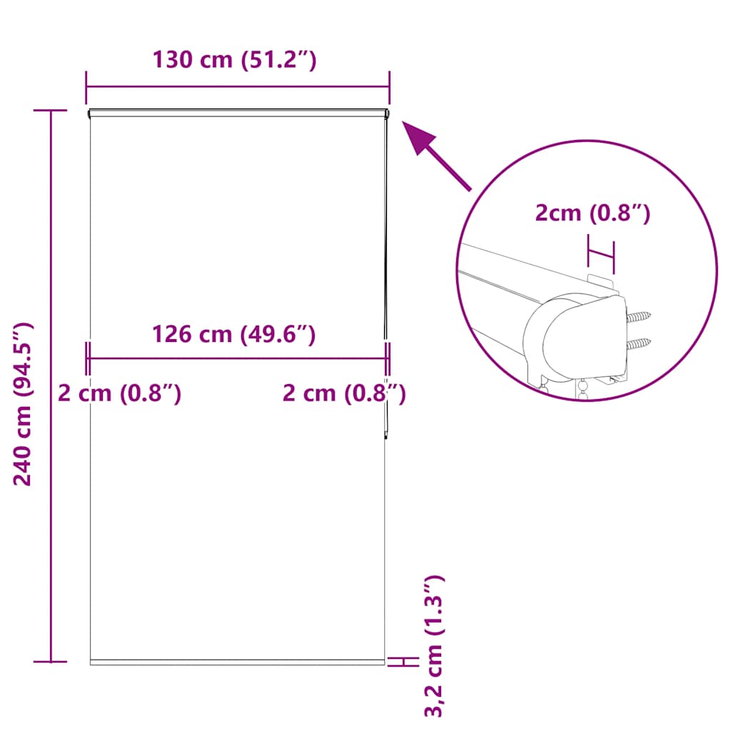 Tenda a Rullo Doccia con Cassonetto 130x240cm Larghezza Tessuto