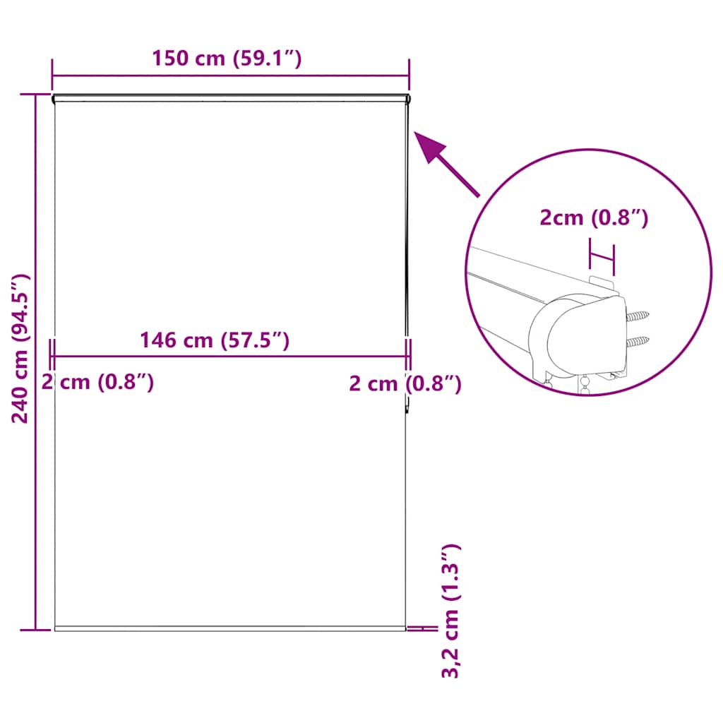 Tenda a Rullo Doccia Cassonetto 150x240 cm Larghezza Tessuto