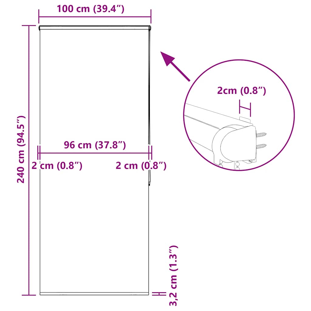 Tenda a Rullo Doccia con Cassonetto 100x240cm Larghezza Tessuto