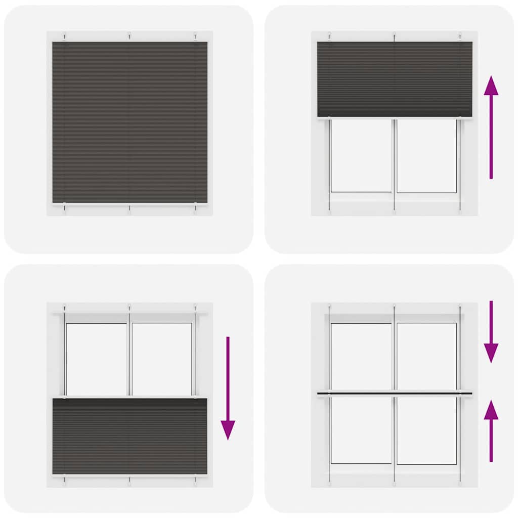 Tenda Plissettata Nera 115x100 cm Larghezza Tessuto 114,4 cm