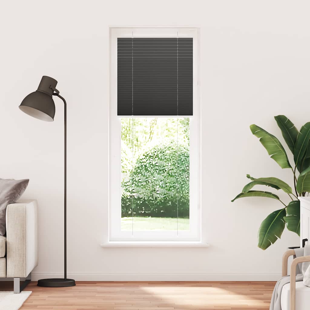 Tenda Plissettata Nera 70x200 cm Larghezza Tessuto 69,4 cm