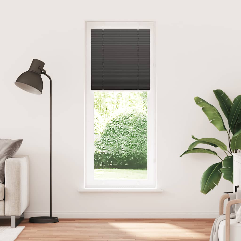 Tenda Plissettata Nera 80x200 cm Larghezza Tessuto 79,4 cm