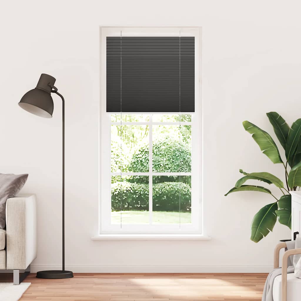 Tenda Plissettata Nera 90x200 cm Larghezza Tessuto 89,4 cm