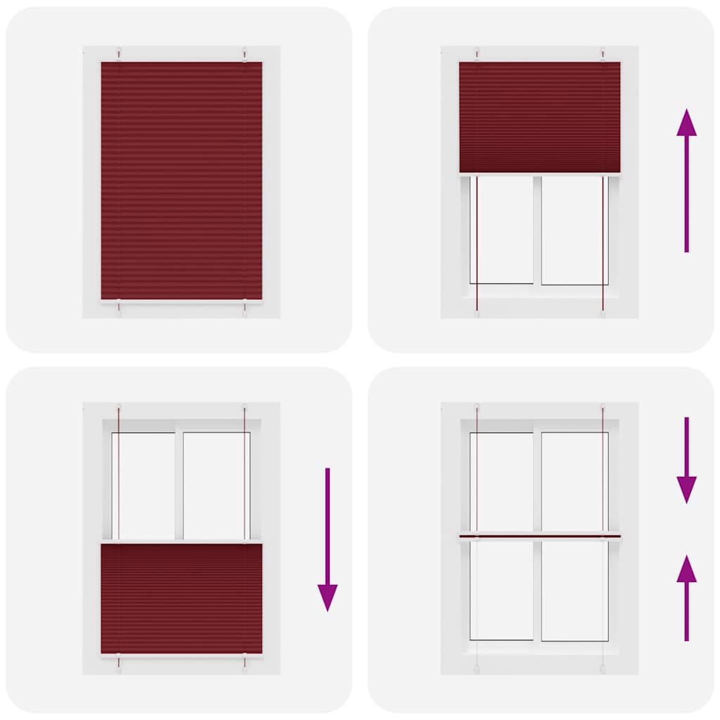 Tenda Plissettata Rosso Bordeaux 90x150 cm Larghezza Tessuto