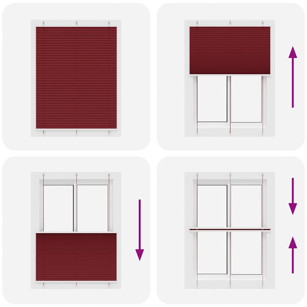Tenda Plissettata Rosso Bordeaux 105x150 cm Larghezza Tessuto