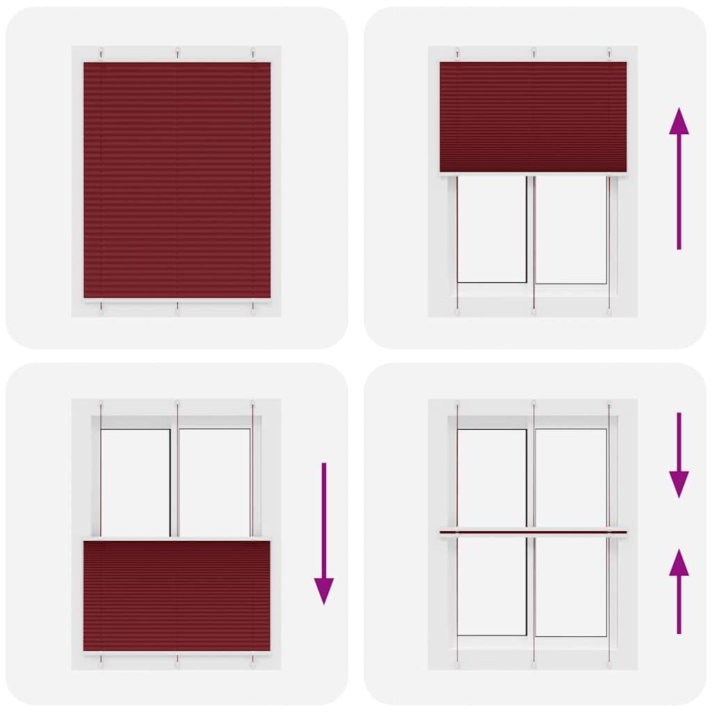 Tenda Plissettata Rosso Bordeaux 110x150 cm Larghezza Tessuto
