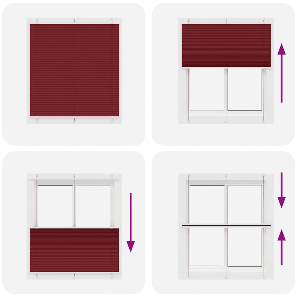 Tenda Plissettata Rosso Bordeaux 115x150 cm Larghezza Tessuto