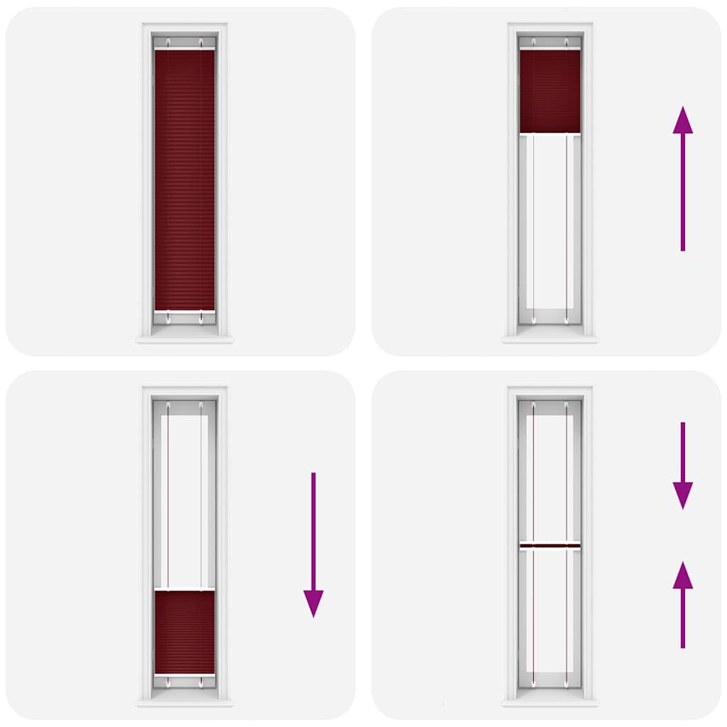 Tenda Plissettata Rosso Bordeaux 40x200 cm Larghezza Tessuto