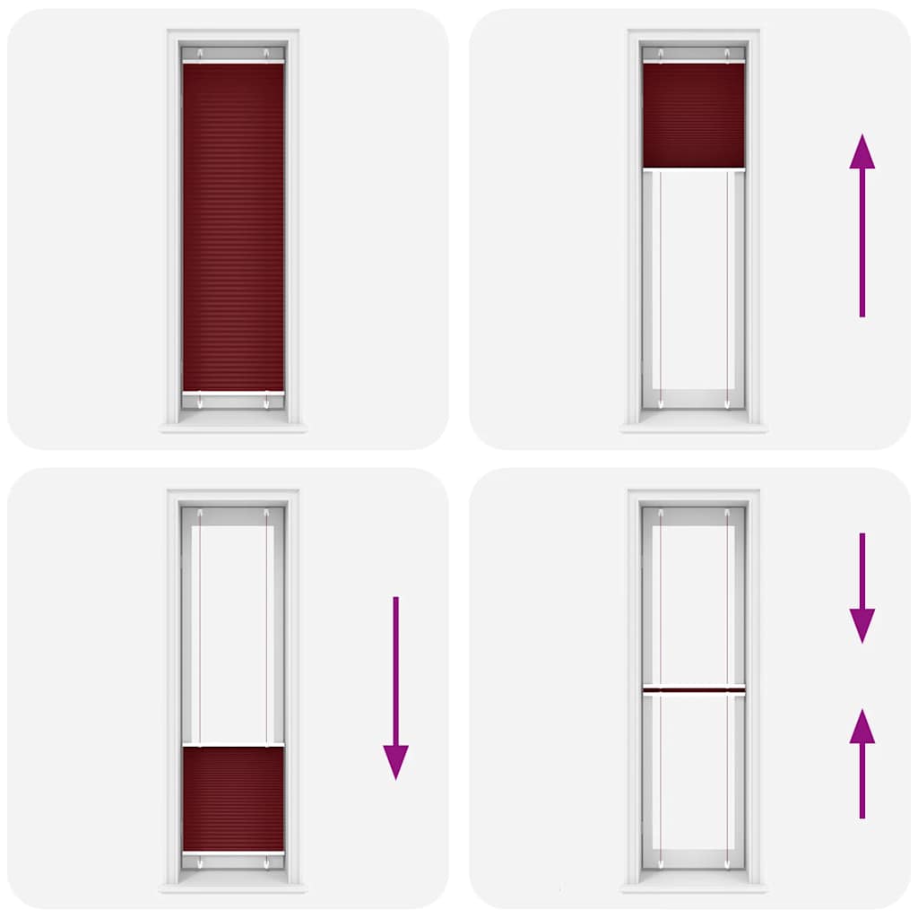 Tenda Plissettata Rosso Bordeaux 60x200 cm Larghezza Tessuto