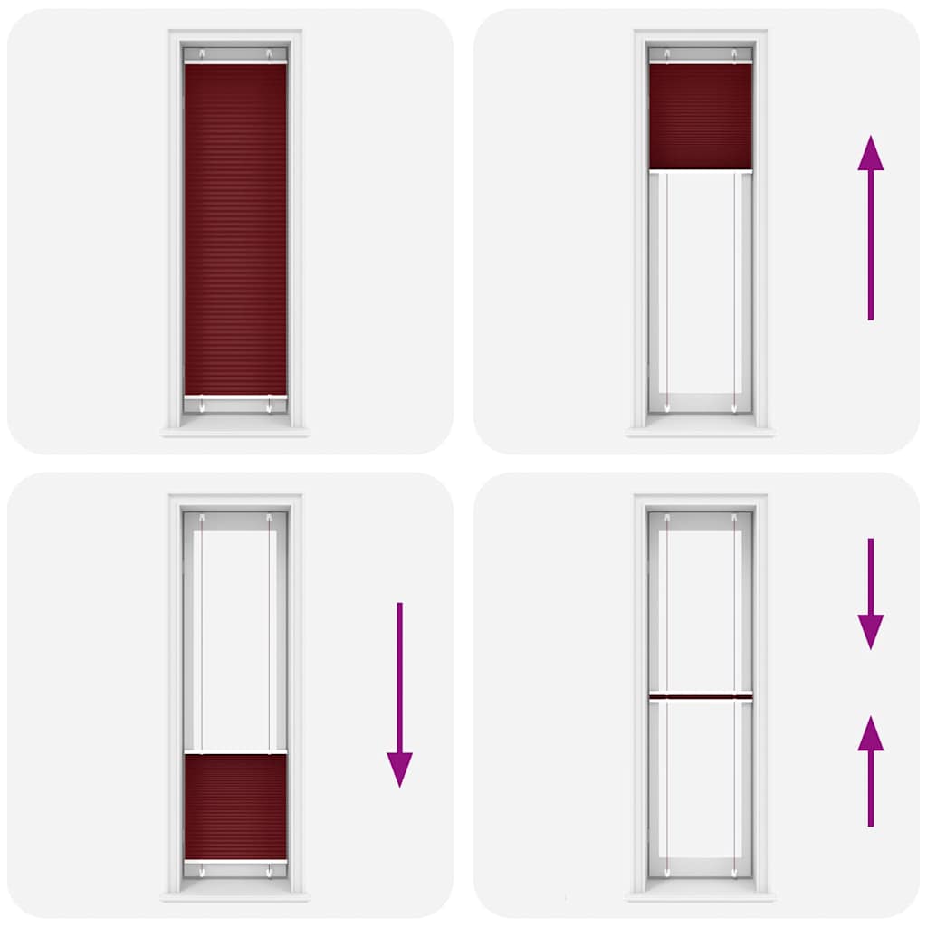 Tenda Plissettata Rosso Bordeaux 65x200 cm Larghezza Tessuto