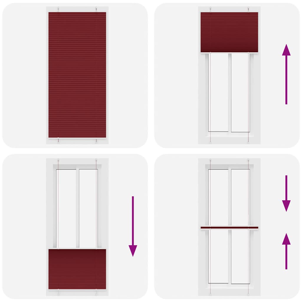 Tenda Plissettata Rosso Bordeaux 95x200 cm Larghezza Tessuto