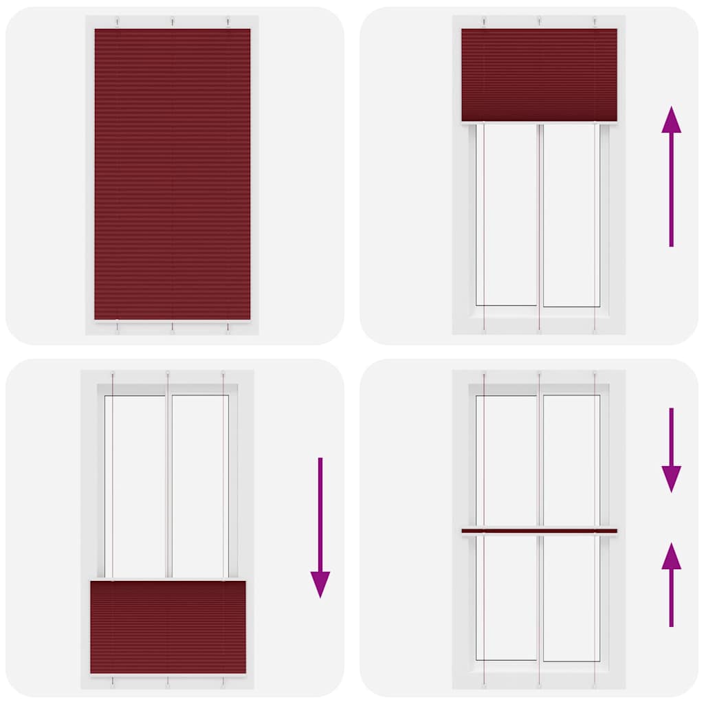 Tenda Plissettata Rosso Bordeaux 110x200 cm Larghezza Tessuto