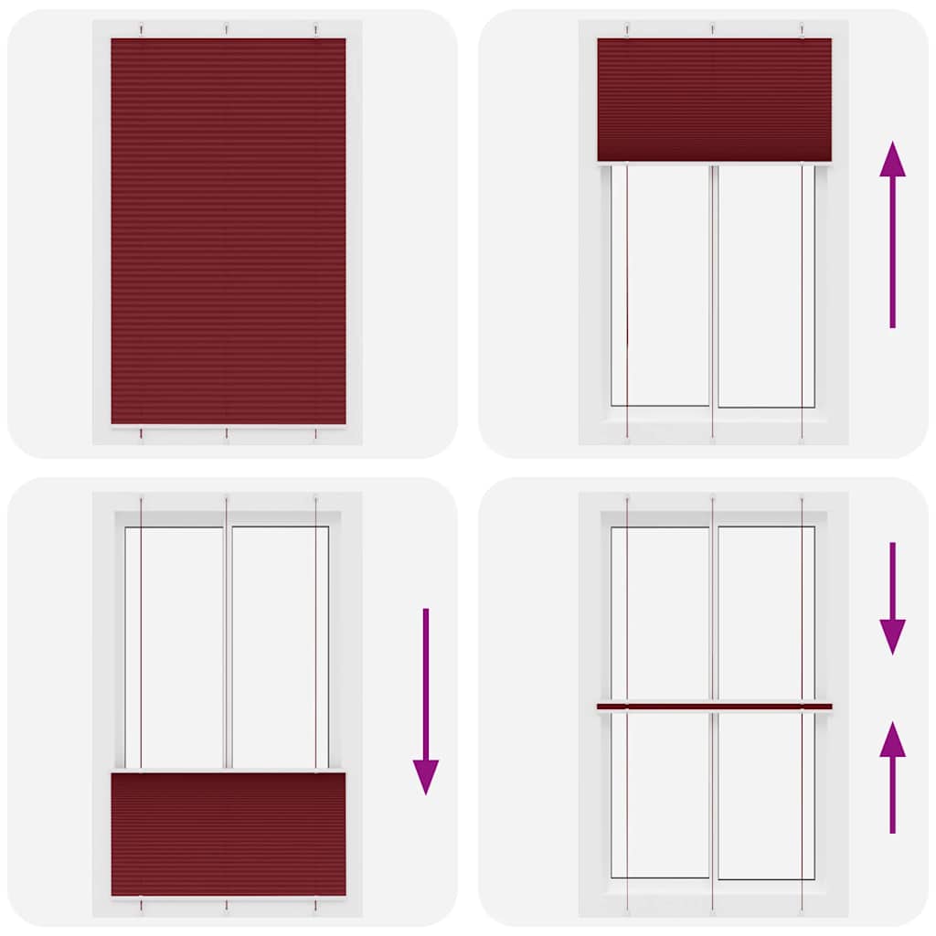 Tenda Plissettata Rosso Bordeaux 115x200 cm Larghezza Tessuto