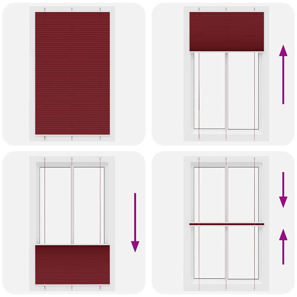 Tenda Plissettata Rosso Bordeaux 120x200 cm Larghezza Tessuto