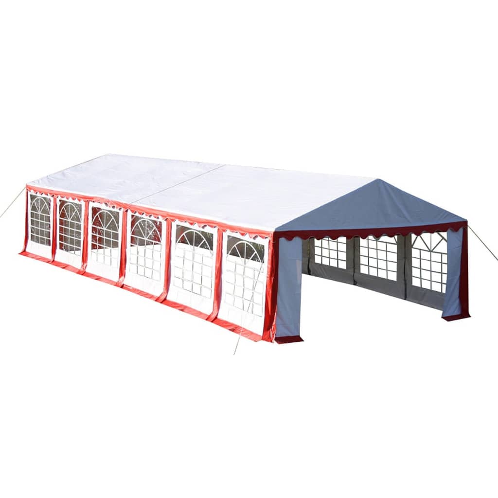Tetto e pareti di gazebo da festa 12 x 6 m Rosso & Bianco
