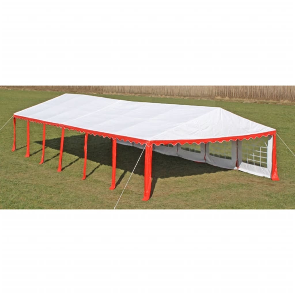Tetto e pareti di gazebo da festa 12 x 6 m Rosso & Bianco
