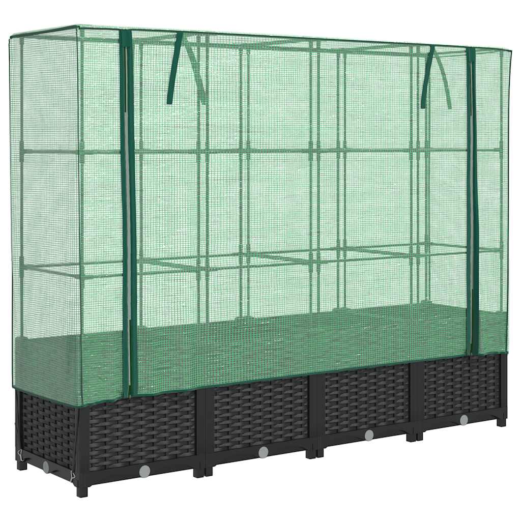 Letto rialzato con copertura per serra effetto rattan 160x40x138 cm