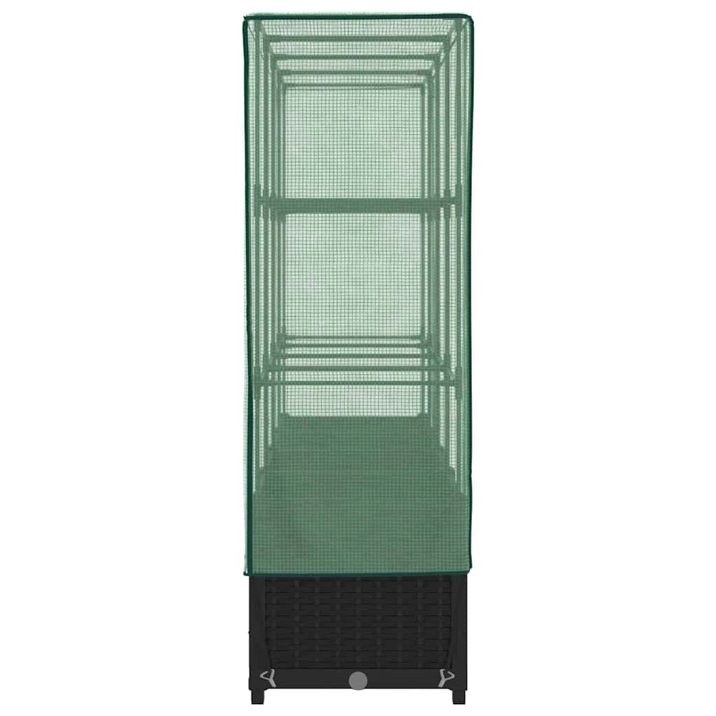 Letto rialzato con copertura per serra effetto rattan 160x40x138 cm