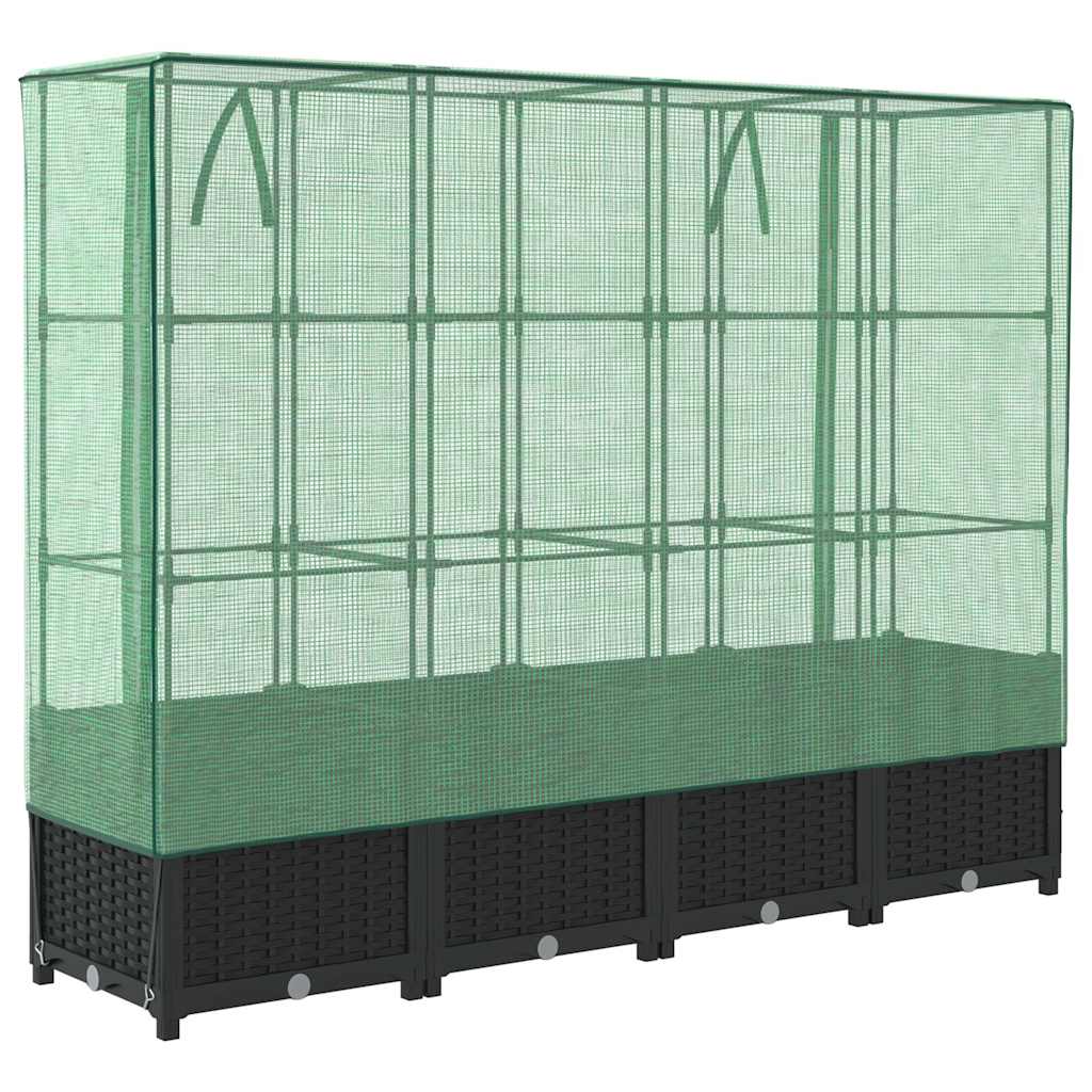 Letto rialzato con copertura per serra effetto rattan 160x40x138 cm