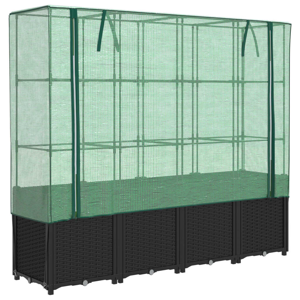Letto rialzato con copertura per serra effetto rattan 160x40x153 cm