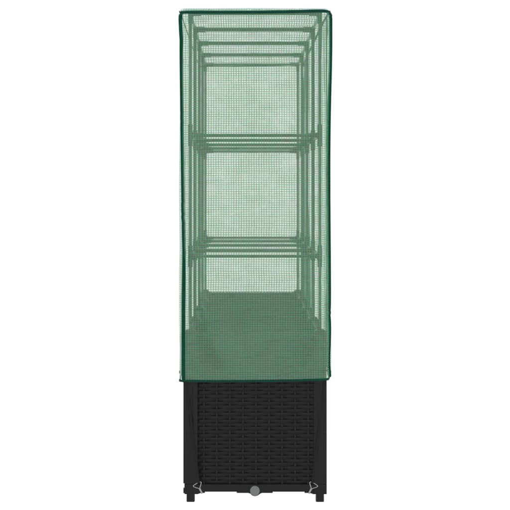 Letto rialzato con copertura per serra effetto rattan 160x40x153 cm
