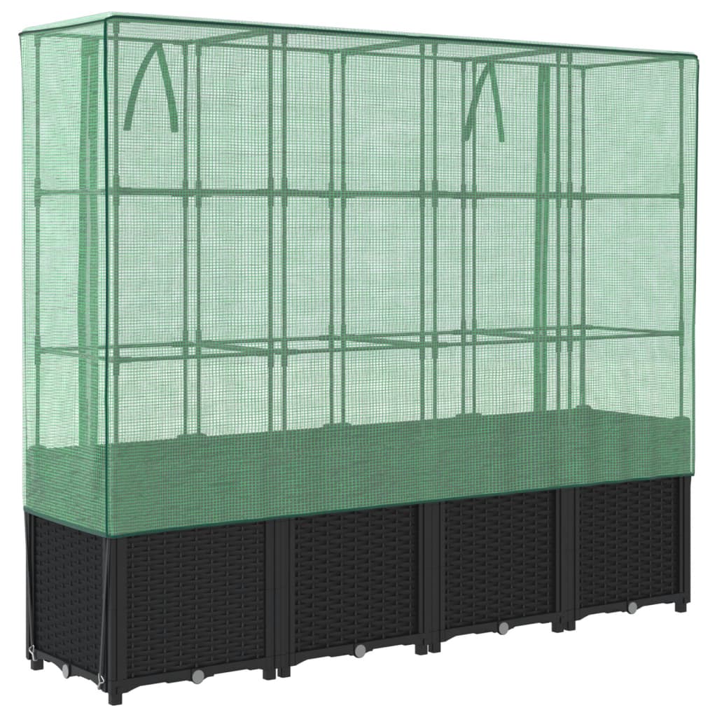 Letto rialzato con copertura per serra effetto rattan 160x40x153 cm